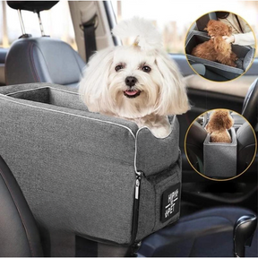 Center Console Pet Car Seat with Safety Leash for Dogs & Cats – Ridemo™