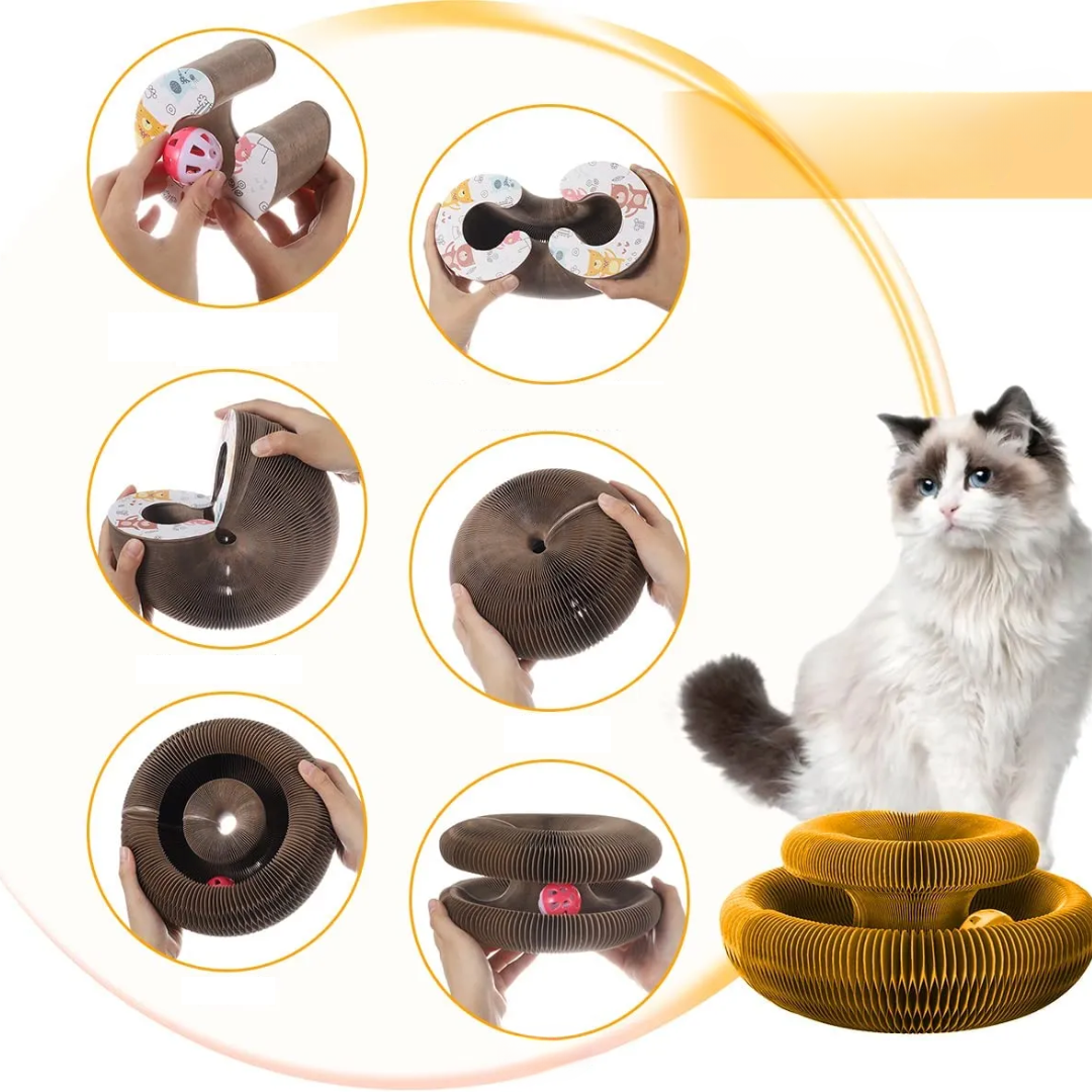 Corrugated Cardboard Cat Scratcher Disc with Ball – Scratchio™
