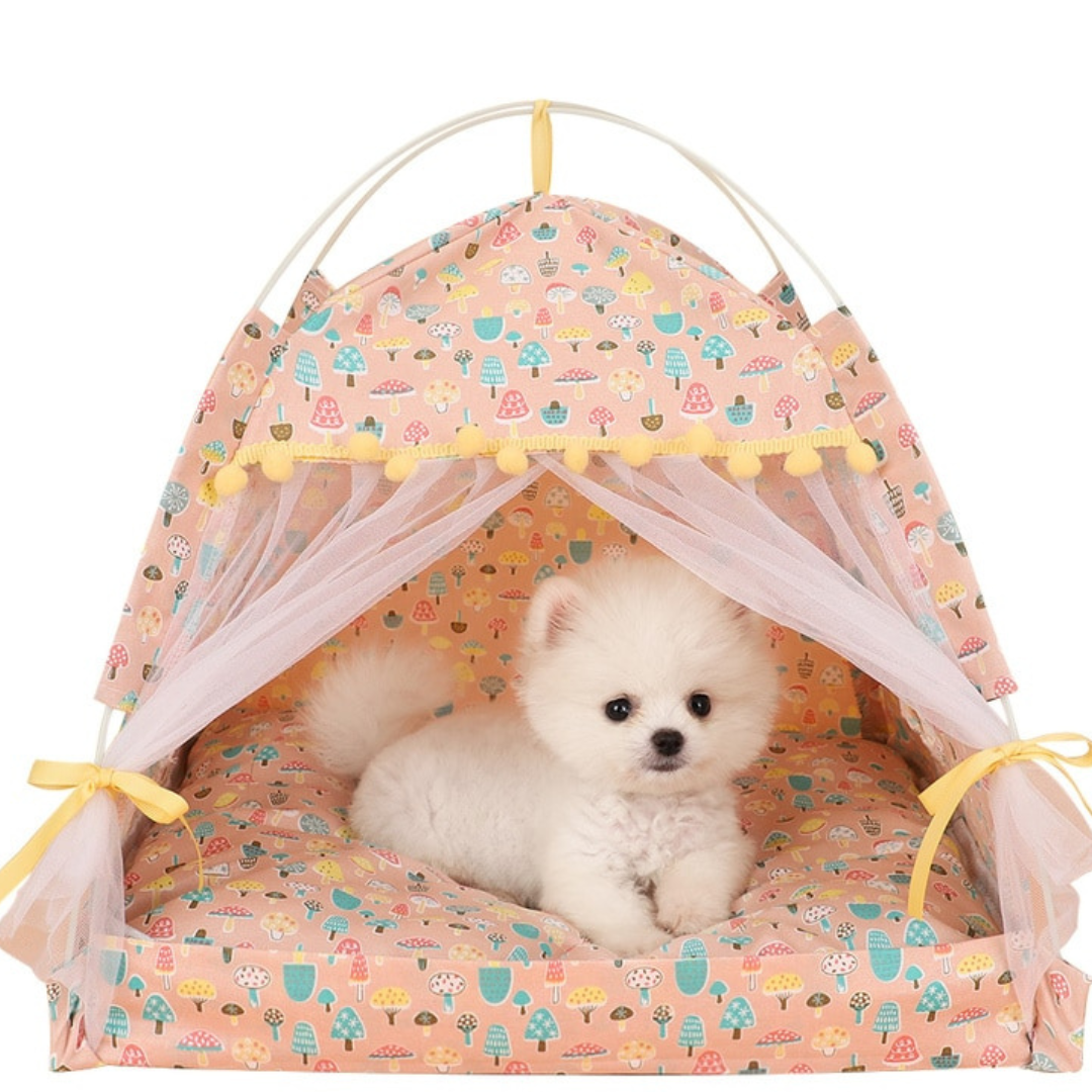 Cotton Pet Tent Bed with Colorful House-Style Design – Nestora™
