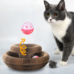 Corrugated Cardboard Cat Scratcher Disc with Ball – Scratchio™