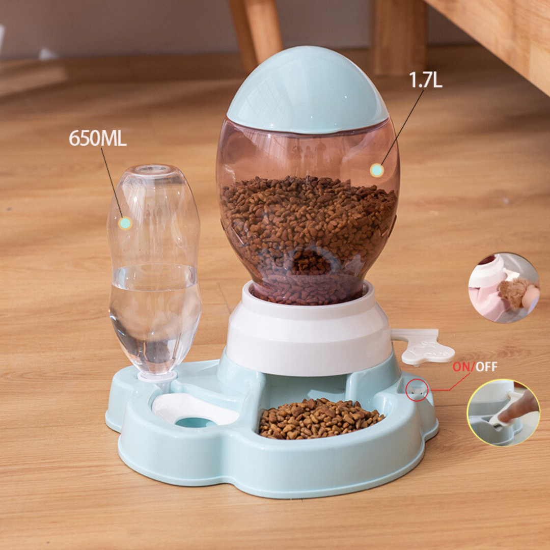 2-in-1 Pet Food & Water Bowl with Gravity Release Lever – Feedwell™