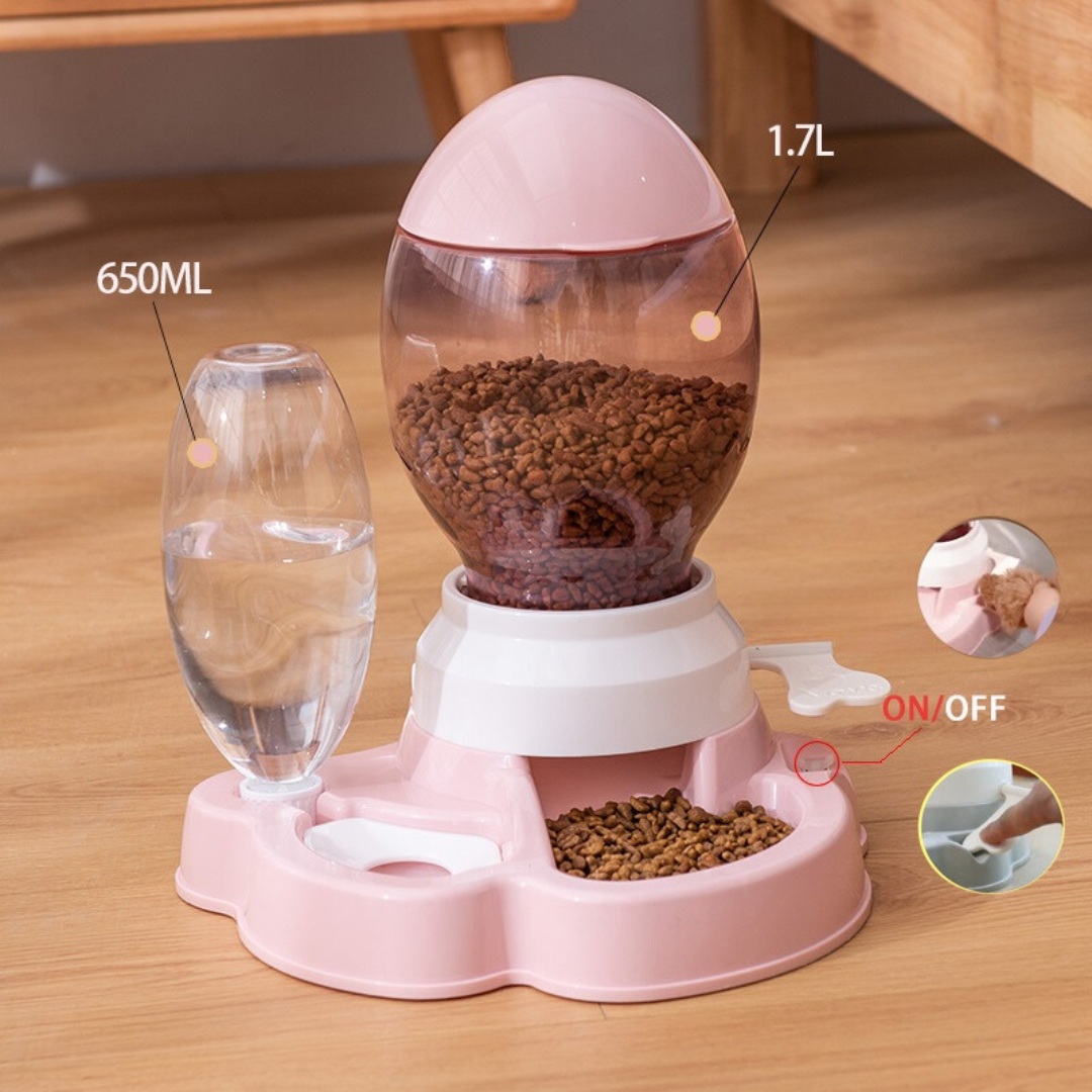 2-in-1 Pet Food & Water Bowl with Gravity Release Lever – Feedwell™