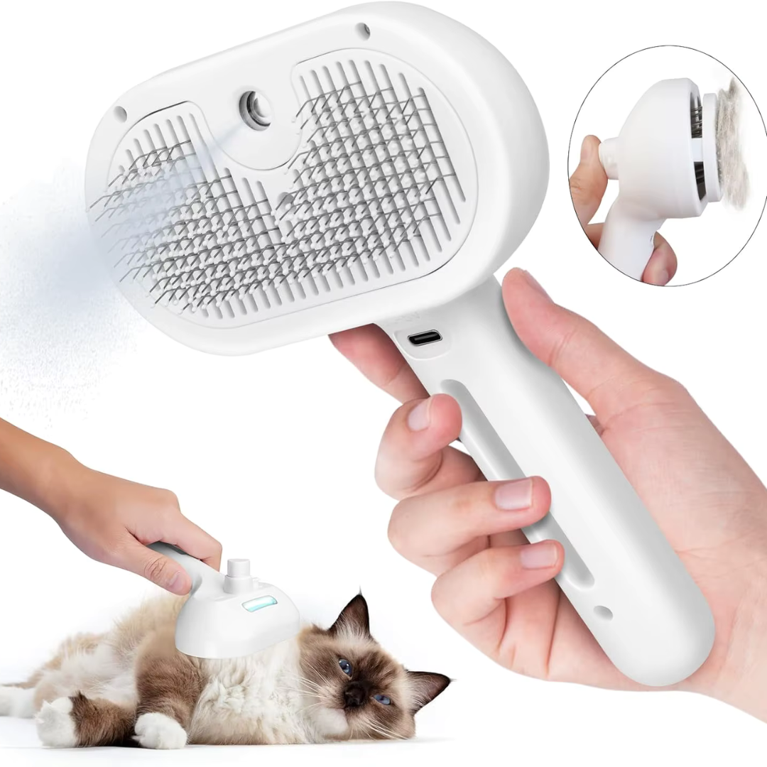 Self-Cleaning Steam Spray Pet Grooming Brush for Dogs & Cats – Furmist™