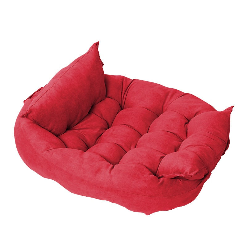 3-in-1 Velvet Pet Bed with Convertible Design – Page™