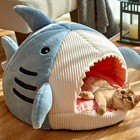 Shark-Shaped Pet Cave Bed with Non-Slip Bottom – SharkNook™