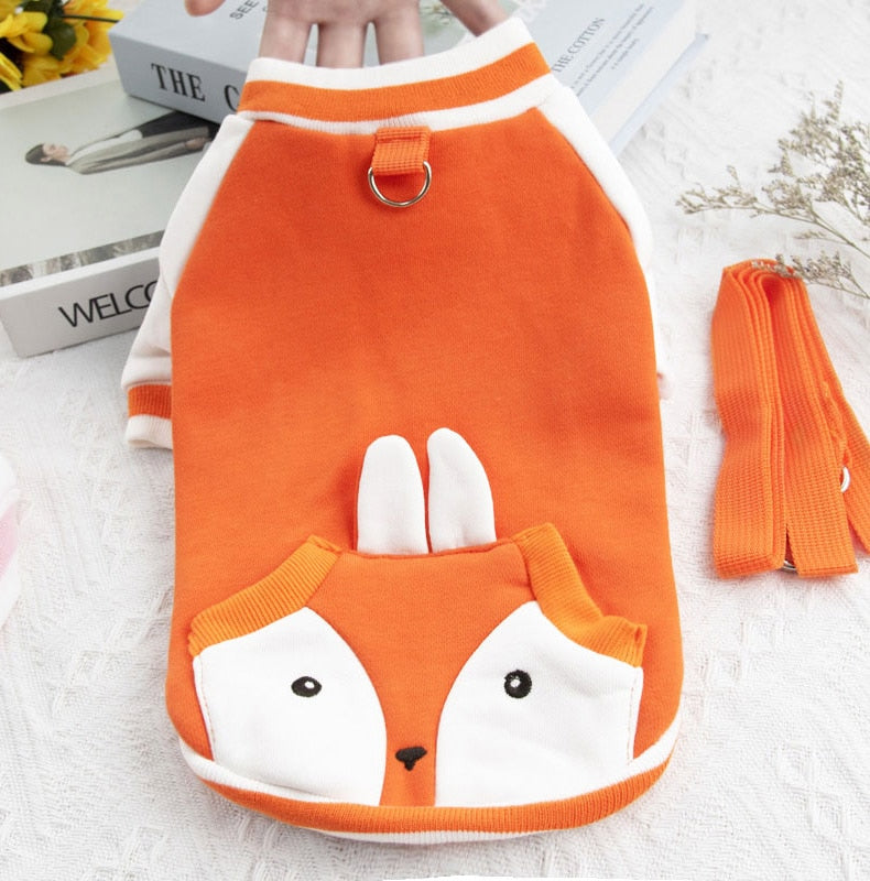 Cartoon Pet Outfit & Matching Leash Set – Fuzzo™