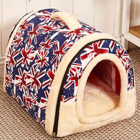 Convertible Plush Pet Cave Bed with Fold-Down Design – HushHaven™