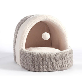 Enclosed Cave Pet Bed in Gray or Pink – Nooksy™
