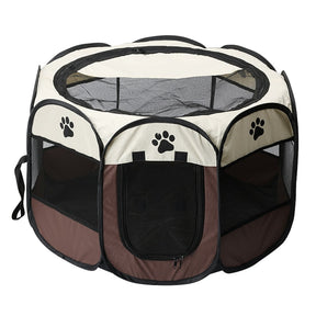 Foldable Oxford Pet Playpen Tent with Skylight & Rolling Door – ZenPen™