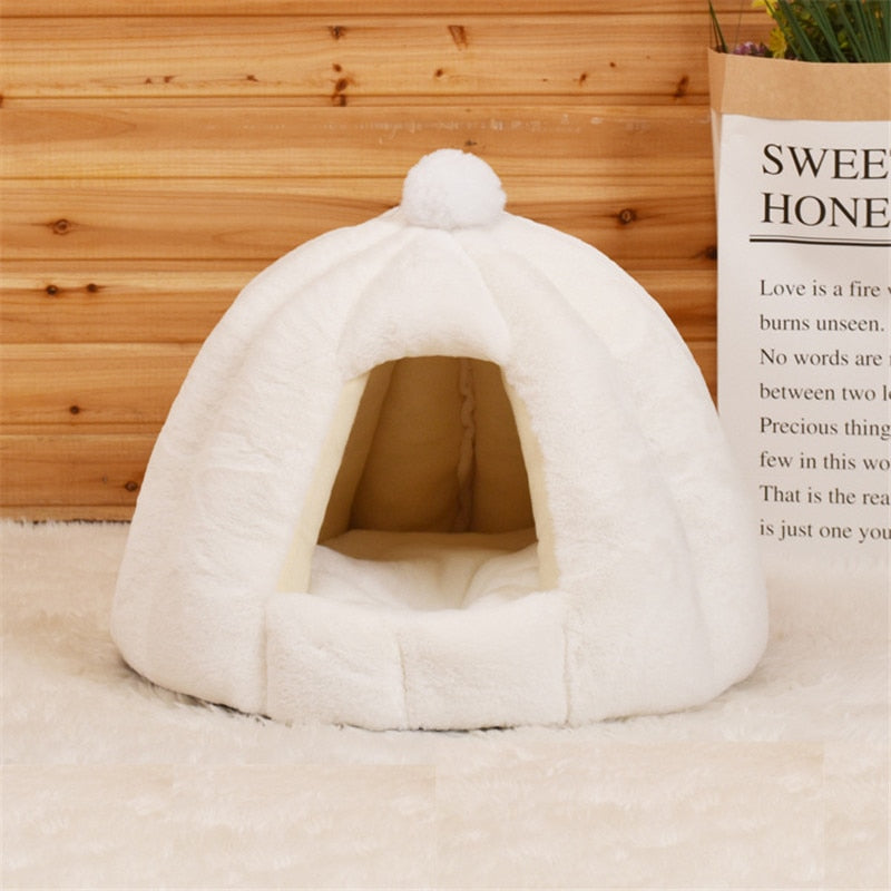 Soft Pet House Bed with Removable Cushion – HavenPuff™