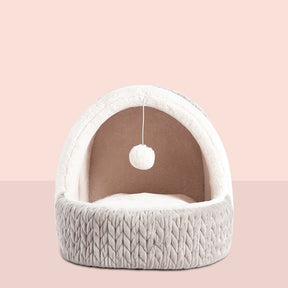 Enclosed Cave Pet Bed in Gray or Pink – Nooksy™