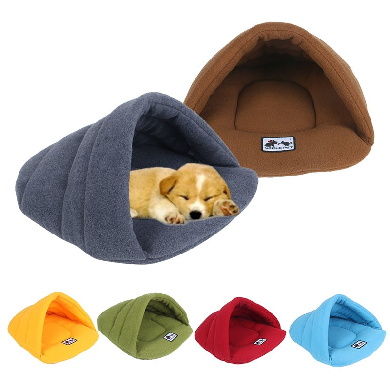 Velvet & Polyester Pet Cave Bed with Support Rod – BurrowRest™