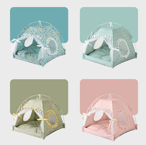 Cotton Pet Tent Bed with Colorful House-Style Design – Nestora™