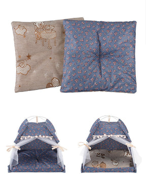 Cotton Pet Tent Bed with Colorful House-Style Design – Nestora™