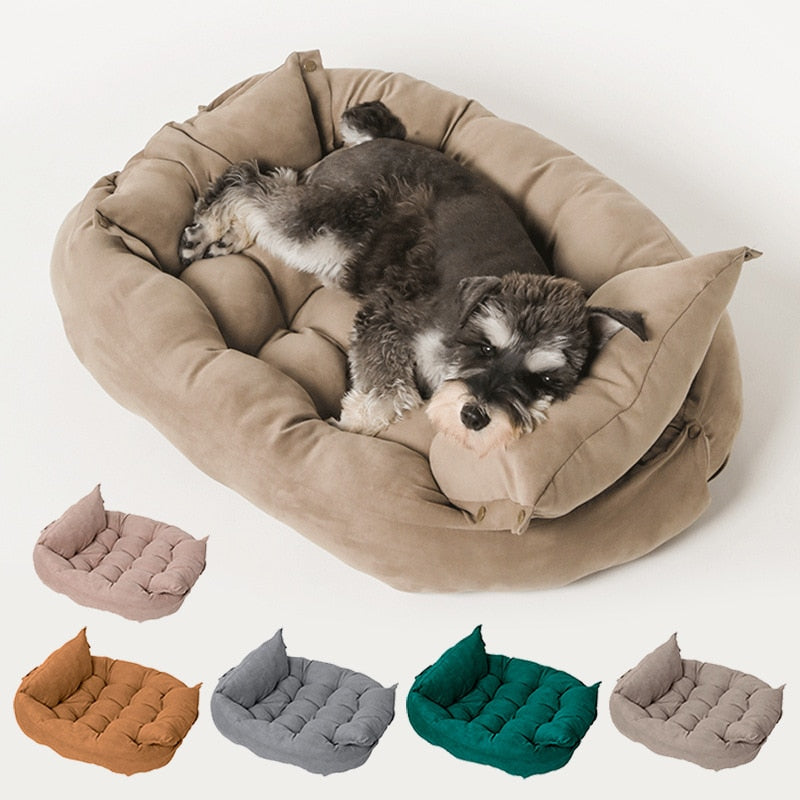 3-in-1 Velvet Pet Bed with Convertible Design – Page™