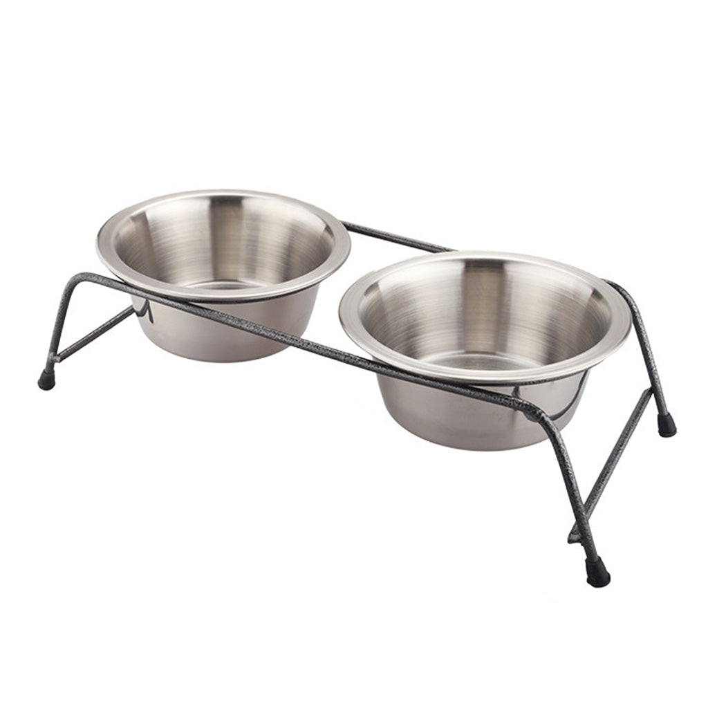 Double Stainless Steel Pet Bowl Set with Stand for Small Dogs & Cats – Steelio™