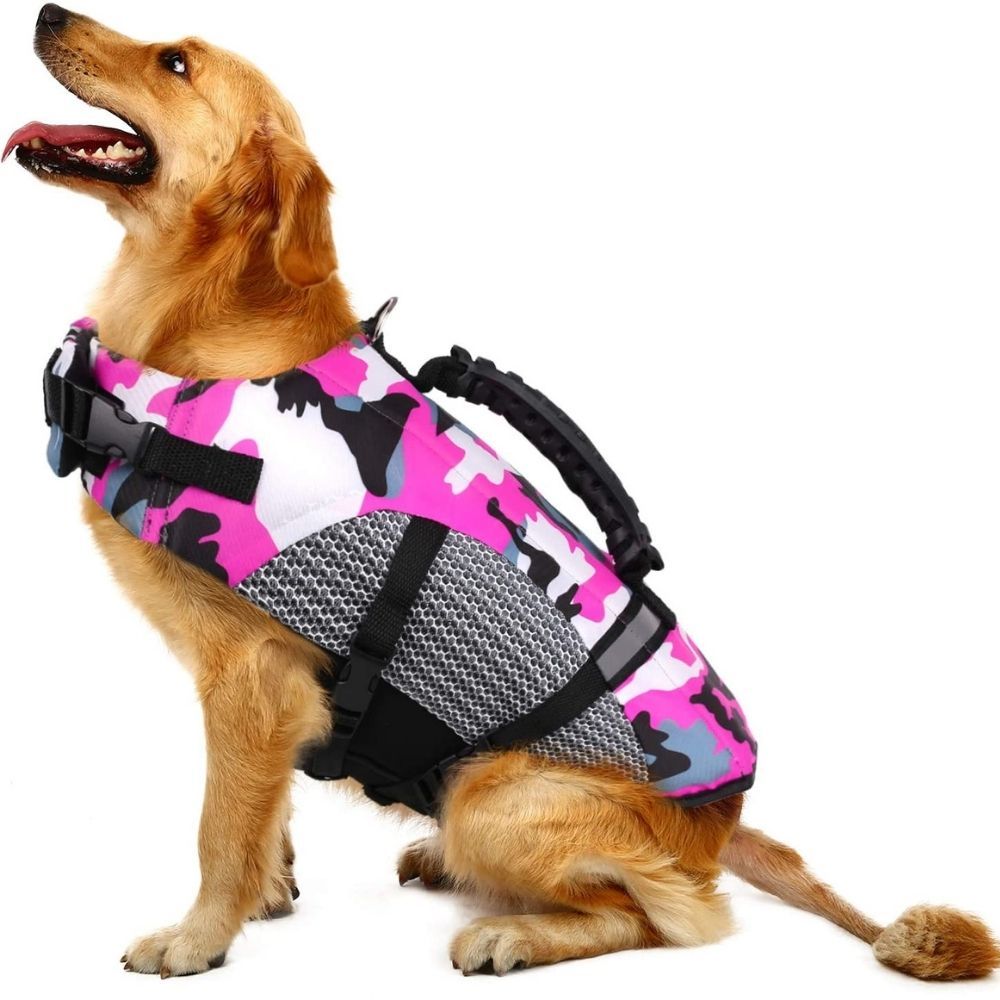 Neon Camo Pet Life Jacket with Reflective Strip – Vytide™