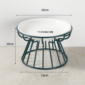 Elevated Porcelain Pet Bowl with Iron Stand – Ceramire™
