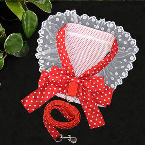 Bow-Style Collar & Leash Set with Adjustable Chest Fit – Pawlyn™