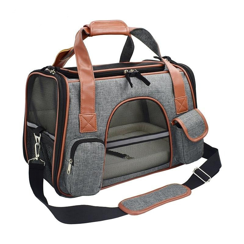 Foldable Pet Carrier Bag with Safety Belt & Reflective Straps – Trekaro™