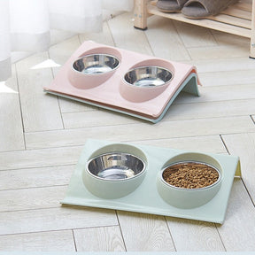 Double Pet Bowl Set with Removable Stainless Steel Insert – Kado™