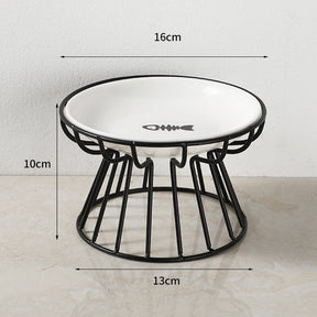 Elevated Porcelain Pet Bowl with Iron Stand – Ceramire™