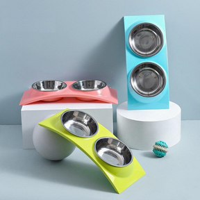 Double Pet Bowl with Stainless Steel Insert for Pets – Dulcet™