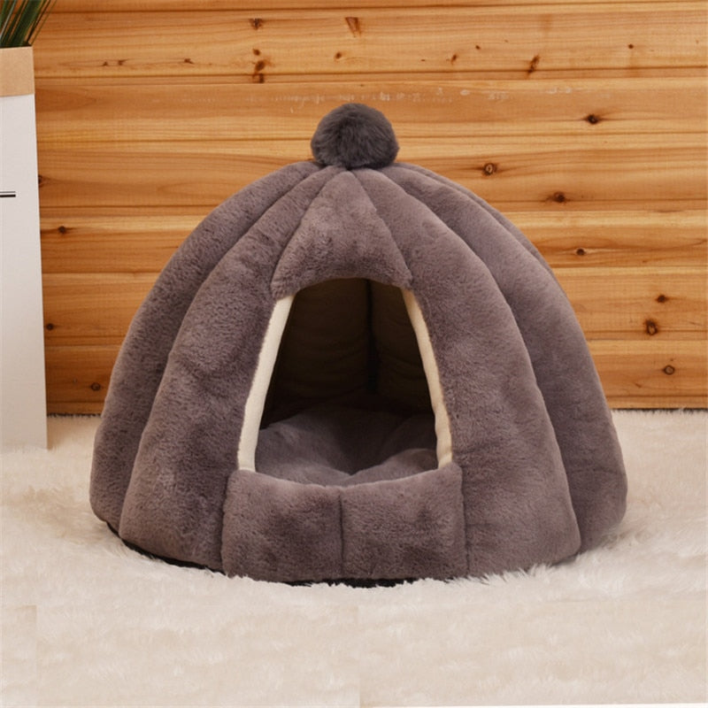 Soft Pet House Bed with Removable Cushion – HavenPuff™
