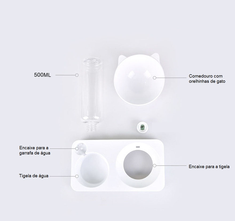 Cat-Design Pet Bowl with Water Bottle Reservoir – Meowa™