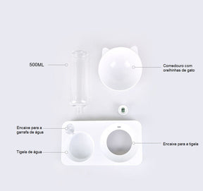 Cat-Design Pet Bowl with Water Bottle Reservoir – Meowa™