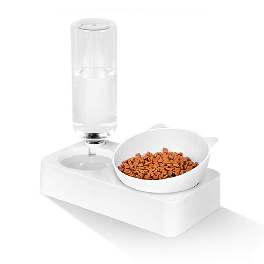 Cat-Design Pet Bowl with Water Bottle Reservoir – Meowa™