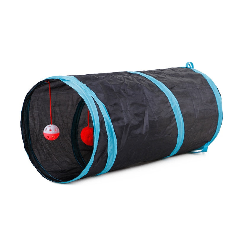 Collapsible Cat Play Tunnel with Hanging Ball – Loopa™