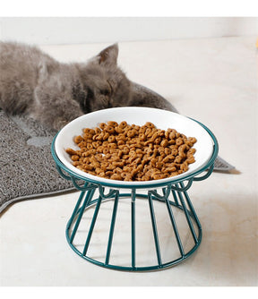 Elevated Porcelain Pet Bowl with Iron Stand – Ceramire™