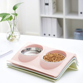 Double Pet Bowl Set with Removable Stainless Steel Insert – Kado™