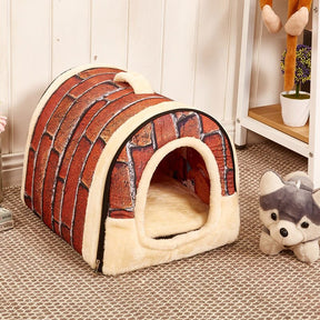 Convertible Plush Pet Cave Bed with Fold-Down Design – HushHaven™