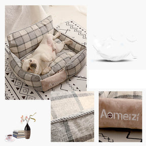 Plaid Pet Bed with Classic or Backrest Style – Mathe™