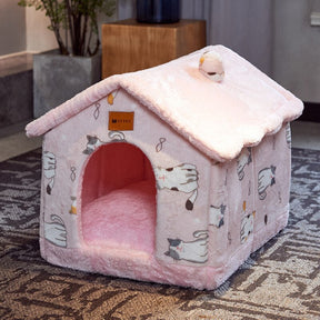 Wool & Cotton Pet House Bed – SnuggleNest™