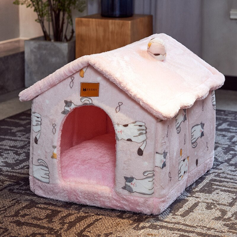 Wool & Cotton Pet House Bed – SnuggleNest™