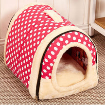 Convertible Plush Pet Cave Bed with Fold-Down Design – HushHaven™