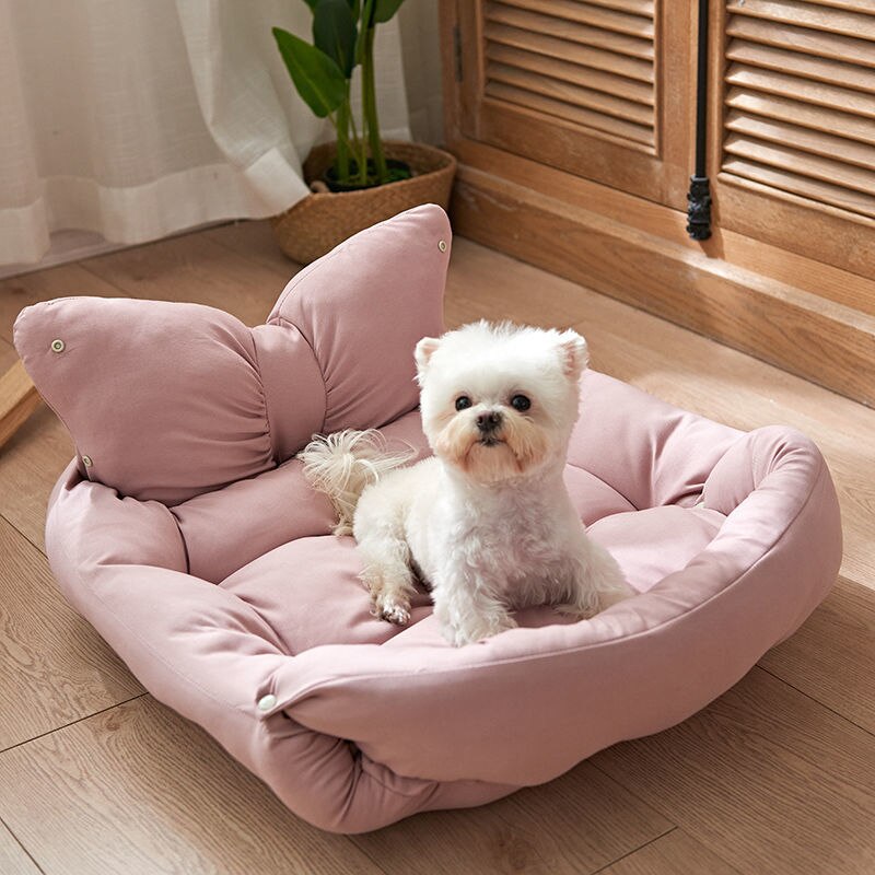 2-in-1 Bow-Shaped Pet Bed with Double Filling – Bowli™
