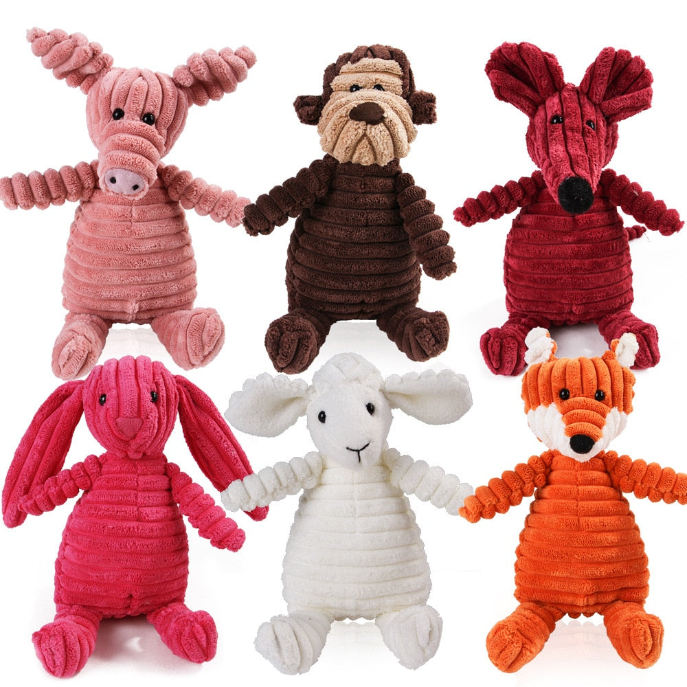 Soft Cotton Plush Animal Squeaky Chew Toy for Pets – Squeako™