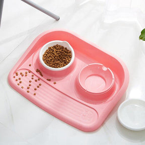 Double Pet Bowl Set with Divided Design for Dogs & Cats – Platterly™