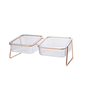 Elevated Clear Pet Bowl with Tilted Iron Base – Tiltera™