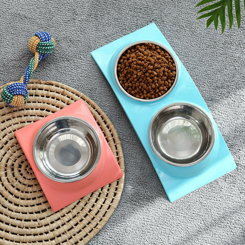 Double Pet Bowl with Stainless Steel Insert for Pets – Dulcet™