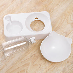 Cat-Design Pet Bowl with Water Bottle Reservoir – Meowa™