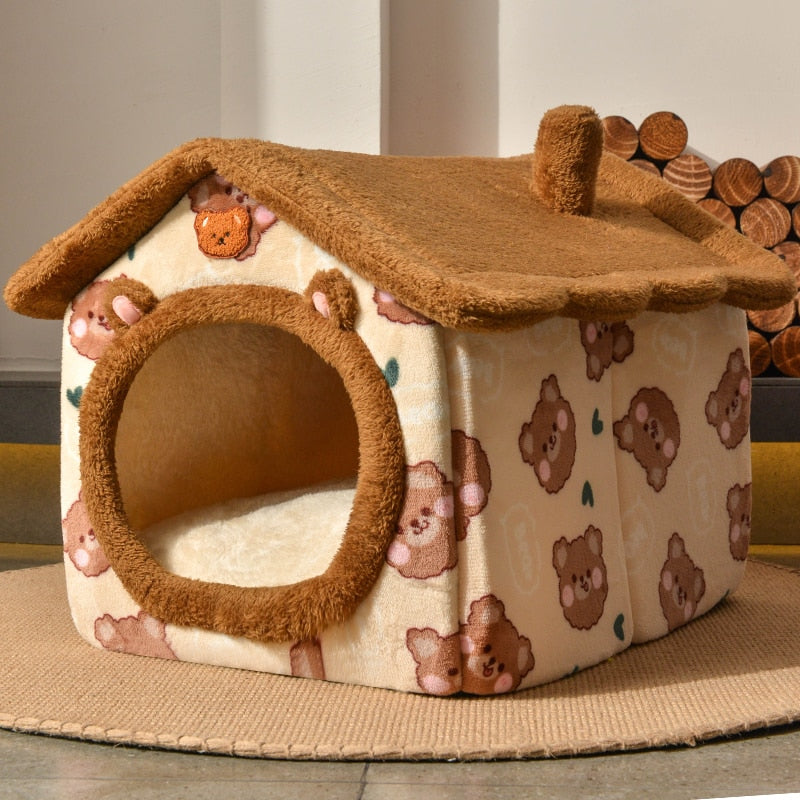 Cotton Pet House Bed with Detachable Design – CozyBurrow™