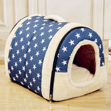 Convertible Plush Pet Cave Bed with Fold-Down Design – HushHaven™