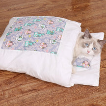Cotton Pet Sleeping Bag Cave Bed with Pillow for Cats & Dogs – Nestora™