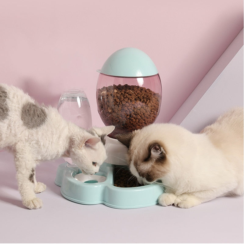 2-in-1 Pet Food & Water Bowl with Gravity Release Lever – Feedwell™