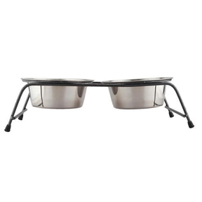 Double Stainless Steel Pet Bowl Set with Stand for Small Dogs & Cats – Steelio™